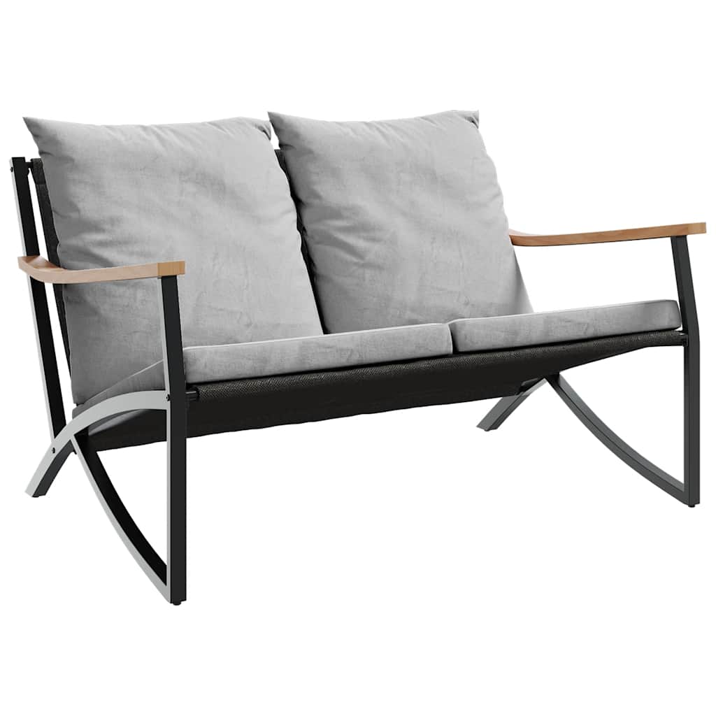 havebænk med hynder 120 cm stål sort