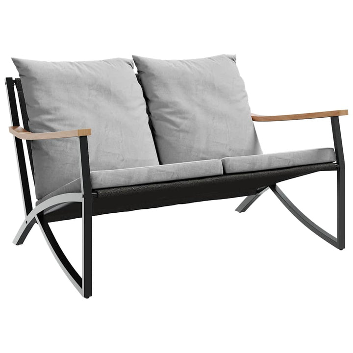havebænk med hynder 120 cm stål sort