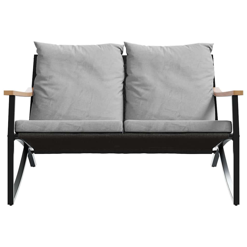 havebænk med hynder 120 cm stål sort