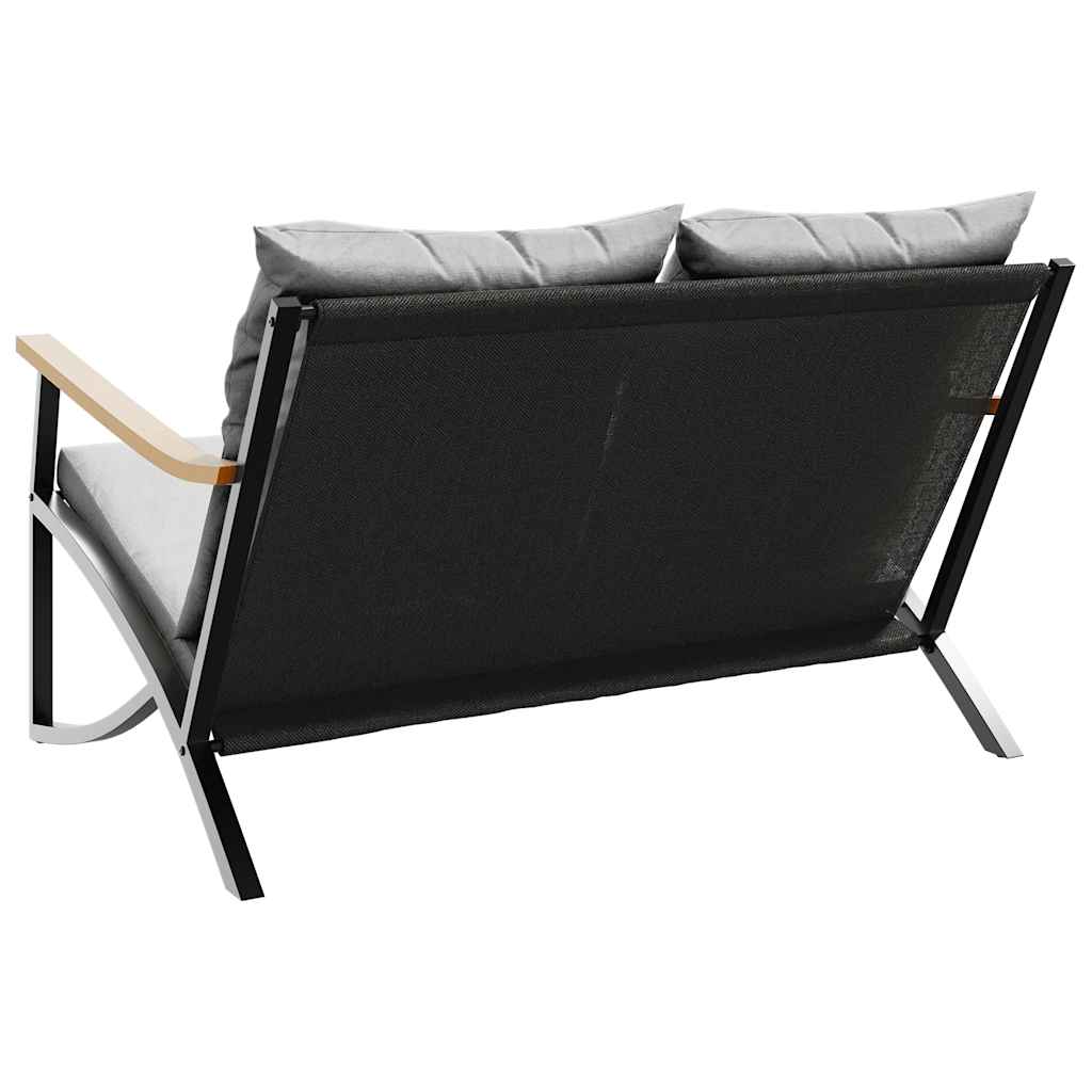 havebænk med hynder 120 cm stål sort