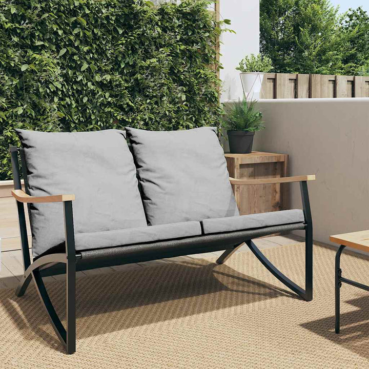 havebænk med hynder 120 cm stål sort