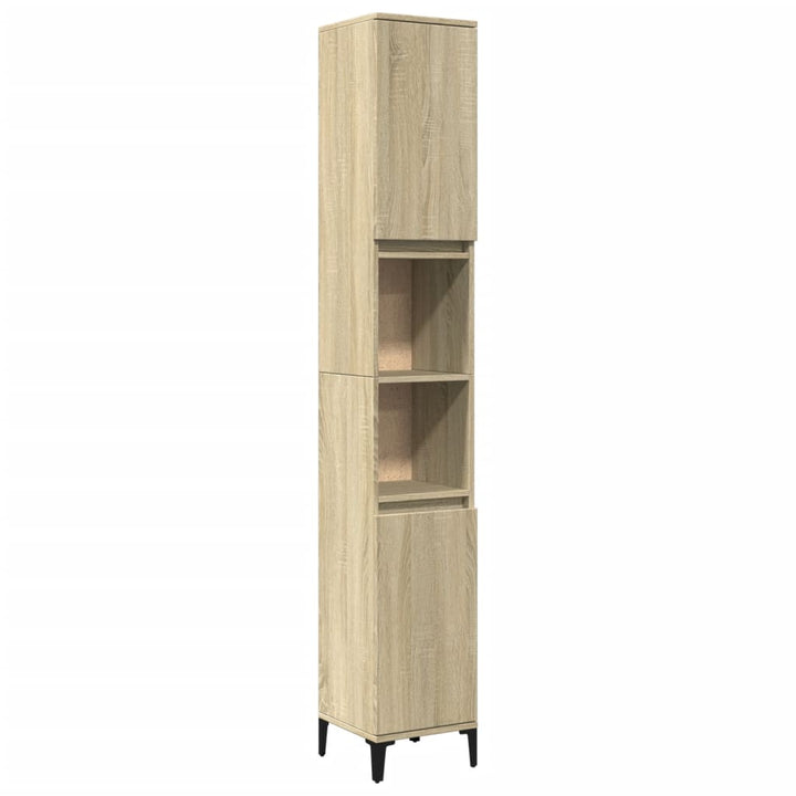 badeværelsesskab 30x30x190 cm konstrueret træ sonoma-eg