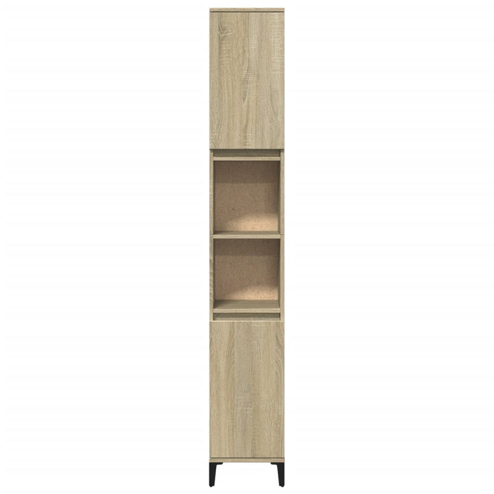badeværelsesskab 30x30x190 cm konstrueret træ sonoma-eg