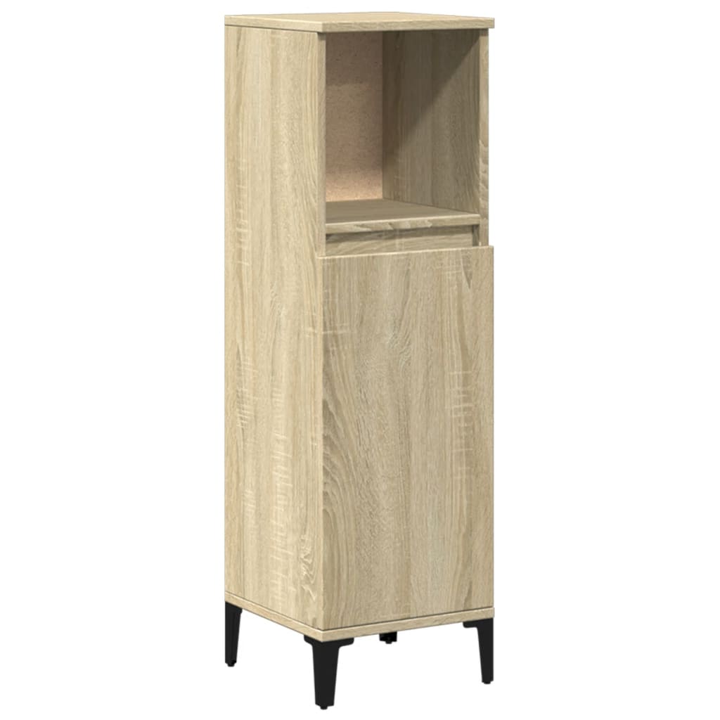 badeværelsesskab 30x30x100 cm konstrueret træ sonoma-eg