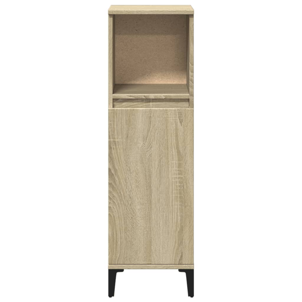 badeværelsesskab 30x30x100 cm konstrueret træ sonoma-eg