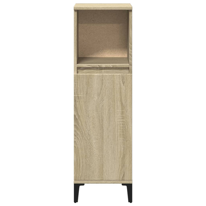 badeværelsesskab 30x30x100 cm konstrueret træ sonoma-eg