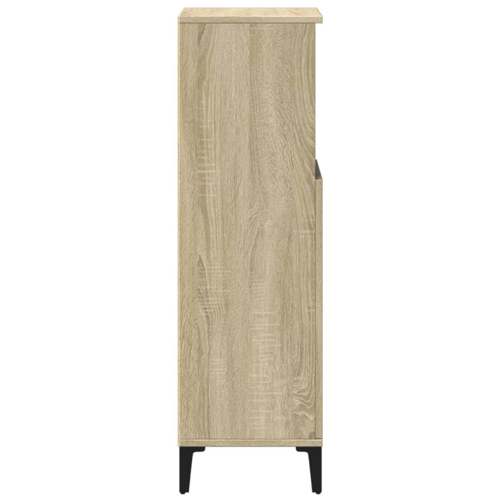 badeværelsesskab 30x30x100 cm konstrueret træ sonoma-eg