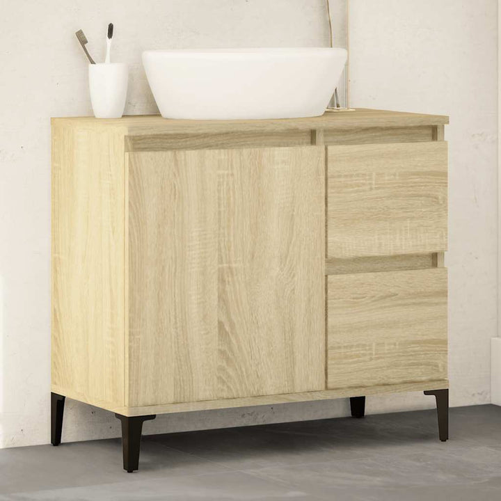 badeværelsesskab 65x33x60 cm konstrueret træ sonoma-eg