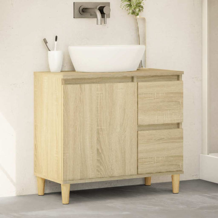 badeværelsesskab 65x33x60 cm konstrueret træ sonoma-eg