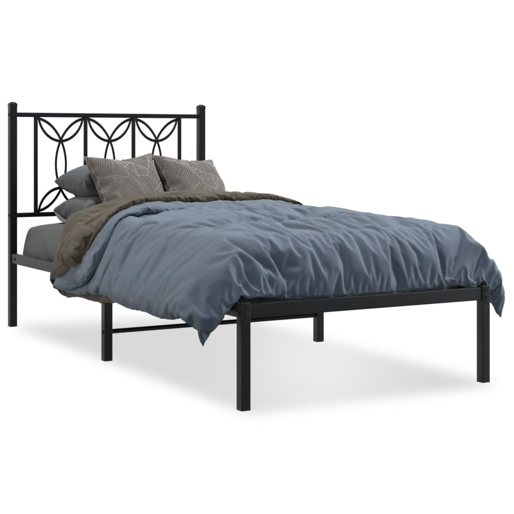 sengeramme med sengegavl 80x200 cm metal sort