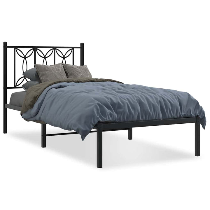 sengeramme med sengegavl 90x190 cm metal sort