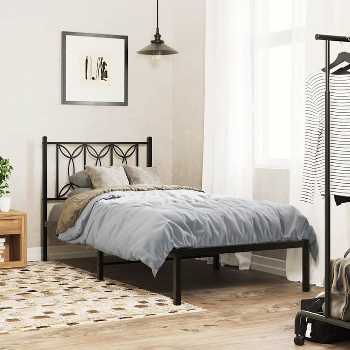 sengeramme med sengegavl 90x190 cm metal sort