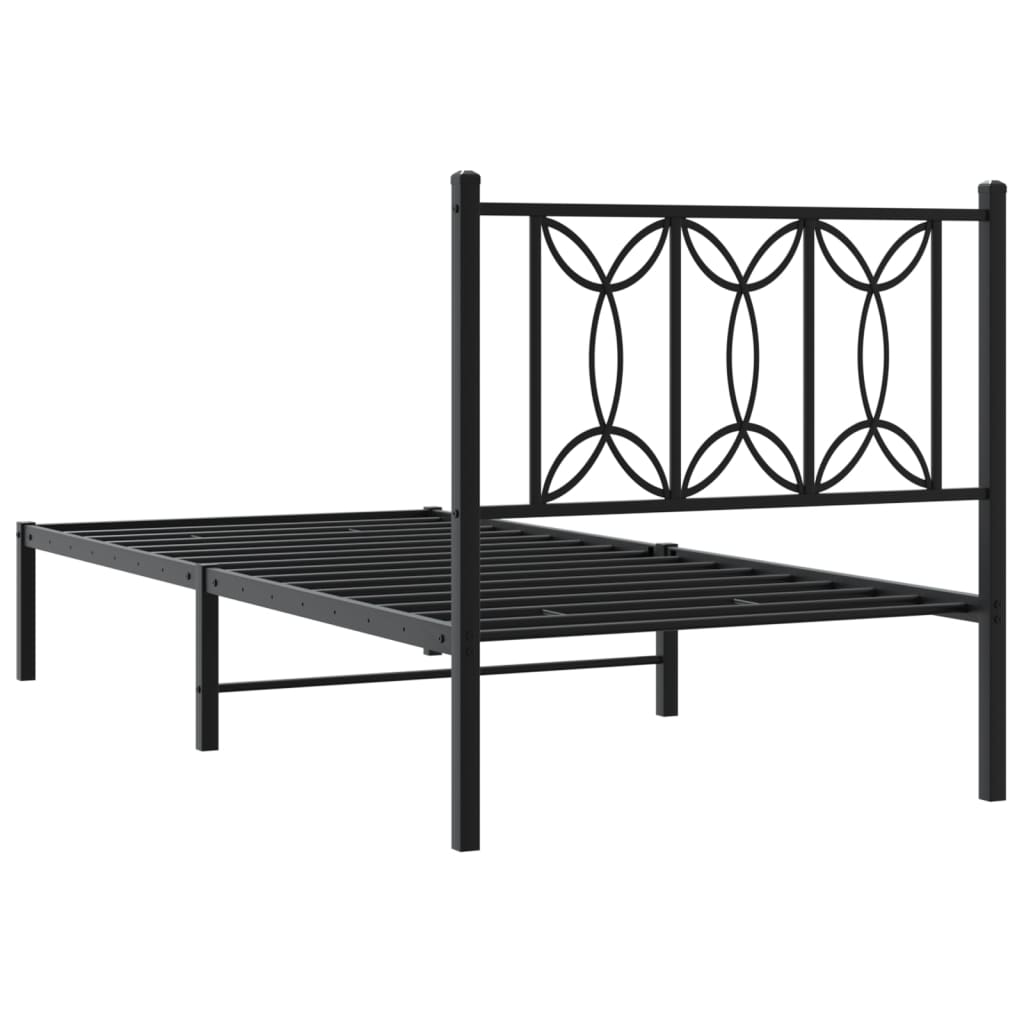 sengeramme med sengegavl 90x200 cm metal sort