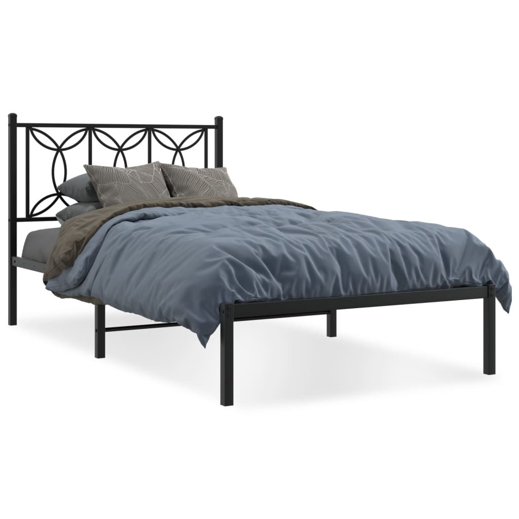 sengeramme med sengegavl 100x190 cm metal sort