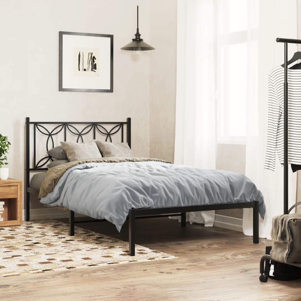 sengeramme med sengegavl 100x190 cm metal sort