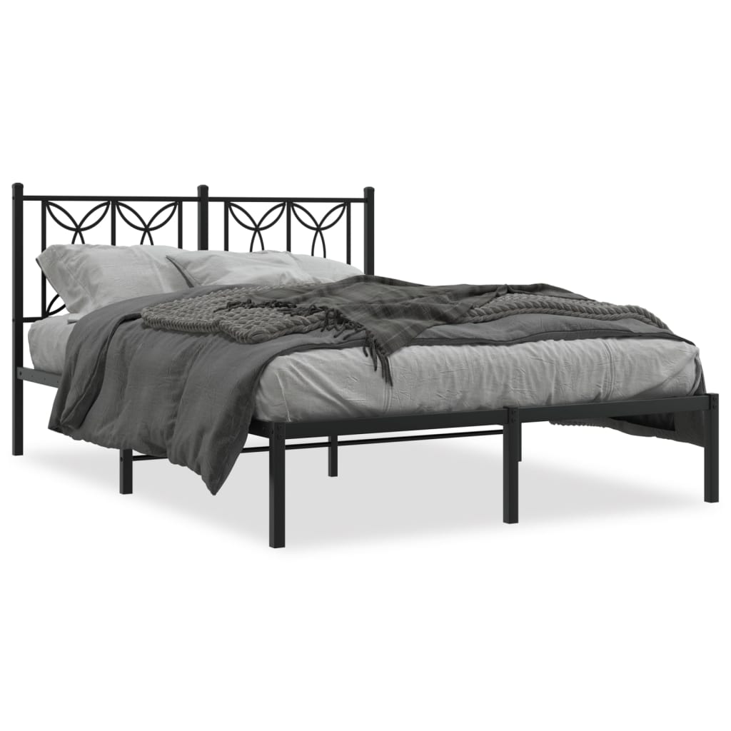 sengeramme med sengegavl 135x190 cm metal sort