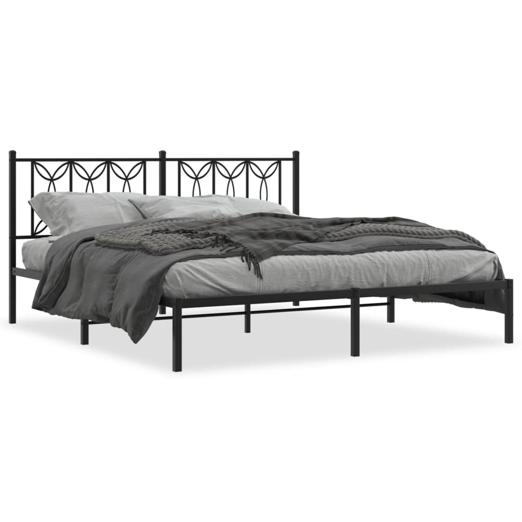 sengeramme med sengegavl 180x200 cm metal sort