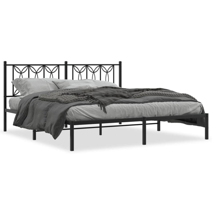 sengeramme med sengegavl 180x200 cm metal sort
