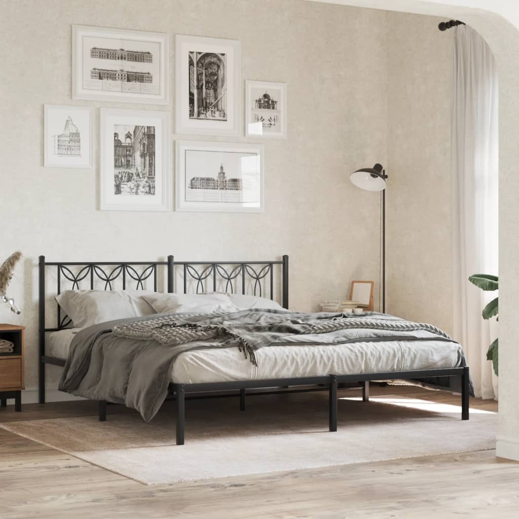 sengeramme med sengegavl 180x200 cm metal sort
