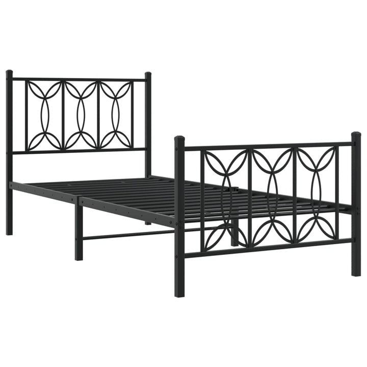 sengeramme med sengegavl og fodgærde 75x190 cm metal sort