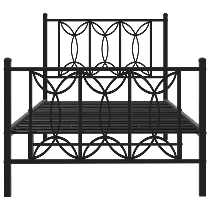 sengeramme med sengegavl og fodgærde 75x190 cm metal sort