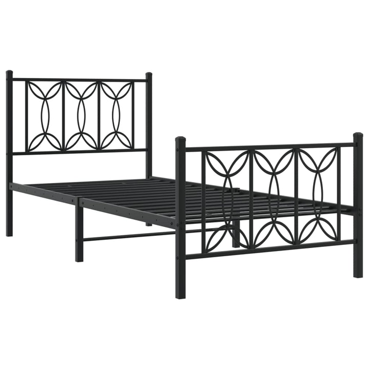 sengeramme med sengegavl og fodgærde 80x200 cm metal sort