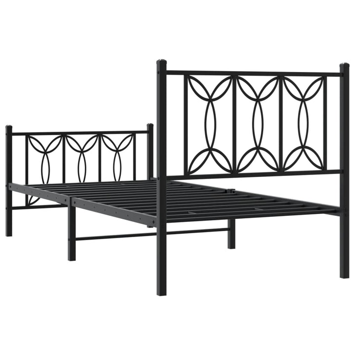 sengeramme med sengegavl og fodgærde 80x200 cm metal sort