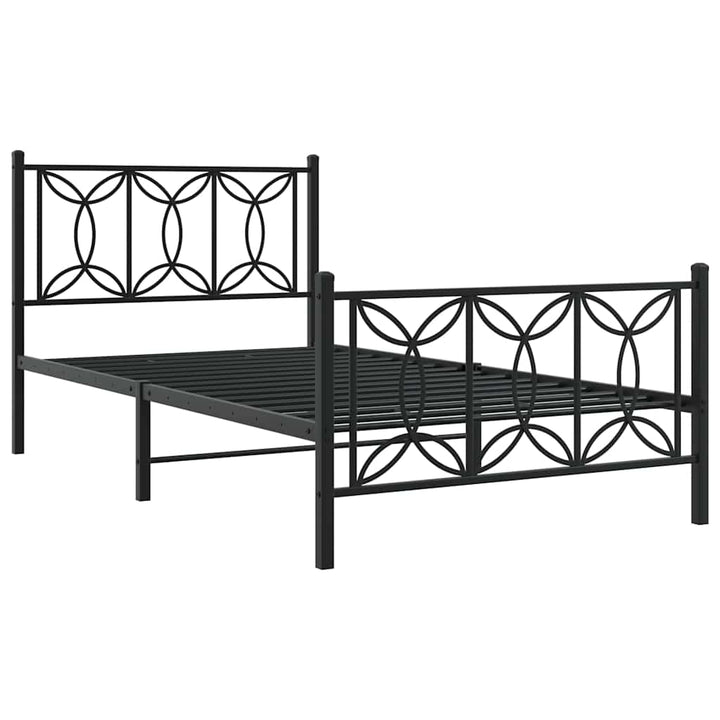 sengeramme med sengegavl og fodgærde 100x200 cm metal sort
