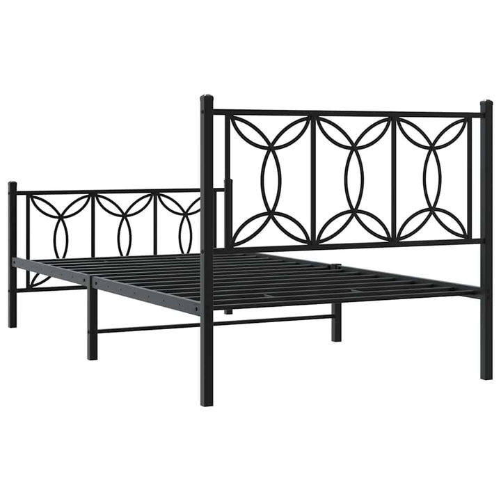 sengeramme med sengegavl og fodgærde 100x200 cm metal sort