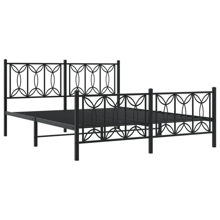 sengeramme med sengegavl og fodgærde 150x200 cm metal sort