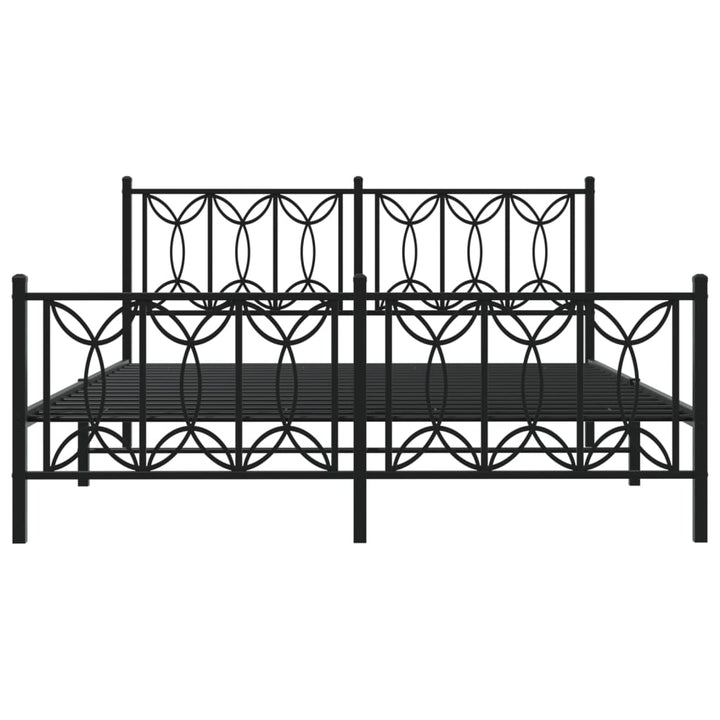 sengeramme med sengegavl og fodgærde 150x200 cm metal sort