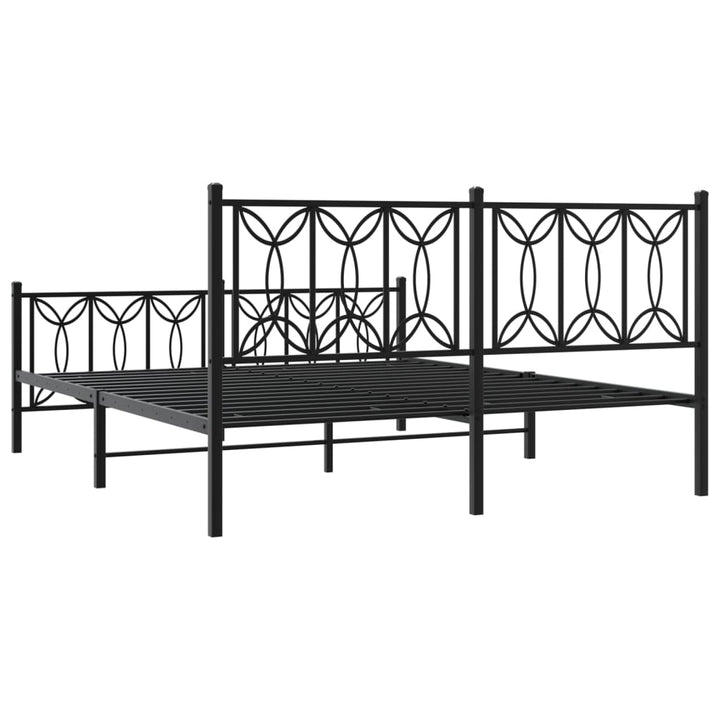 sengeramme med sengegavl og fodgærde 150x200 cm metal sort