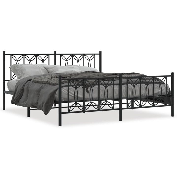 sengeramme med sengegavl og fodgærde 183x213 cm metal sort