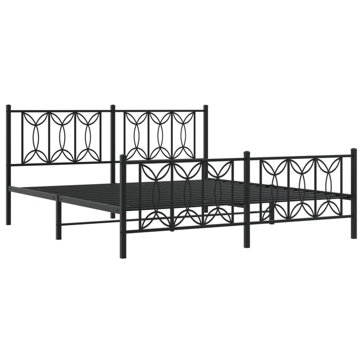 sengeramme med sengegavl og fodgærde 183x213 cm metal sort