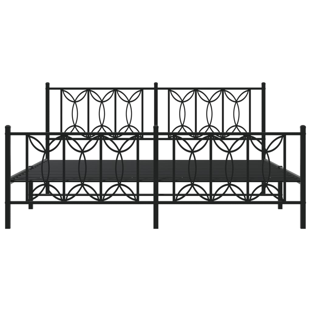 sengeramme med sengegavl og fodgærde 183x213 cm metal sort