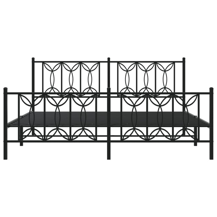 sengeramme med sengegavl og fodgærde 183x213 cm metal sort