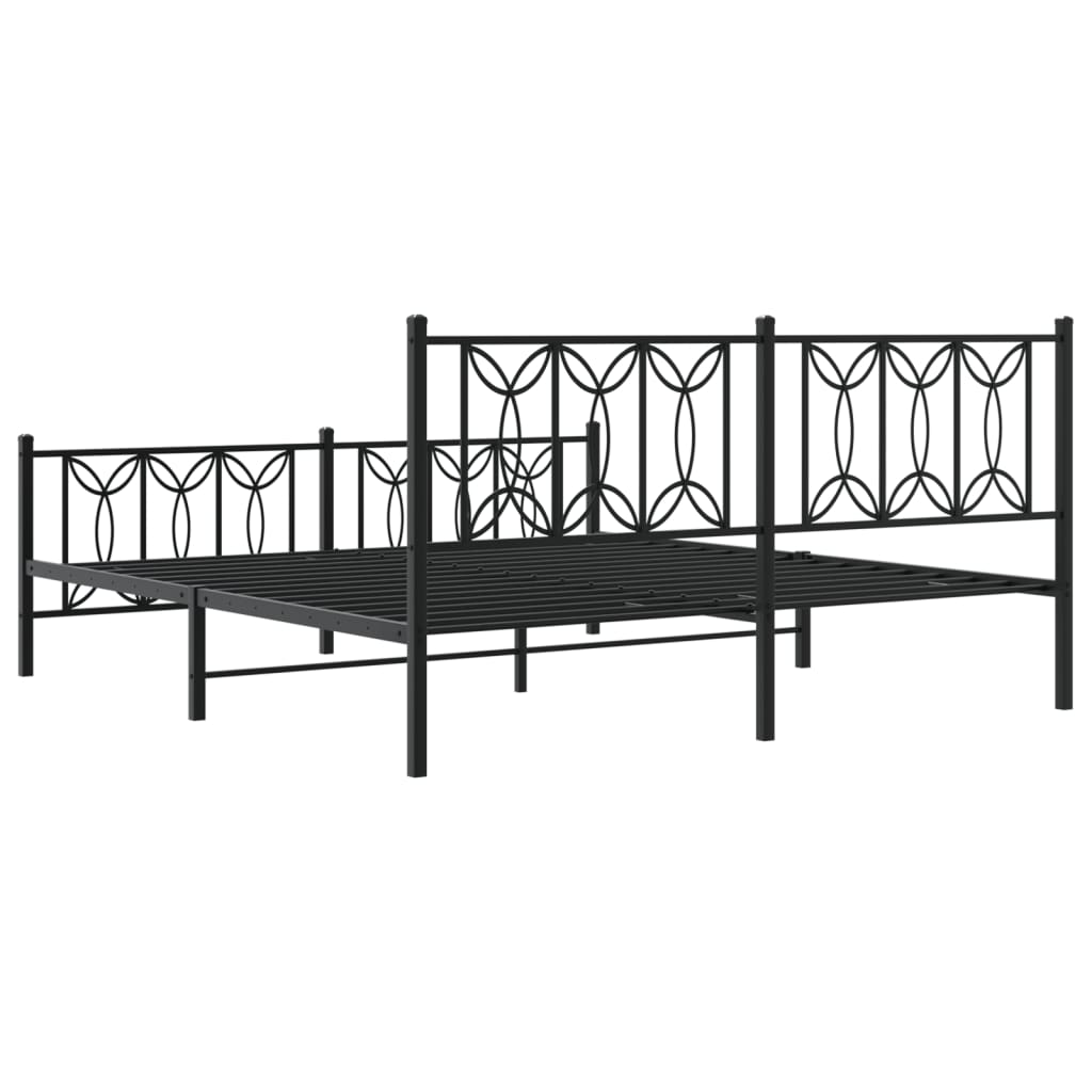 sengeramme med sengegavl og fodgærde 183x213 cm metal sort