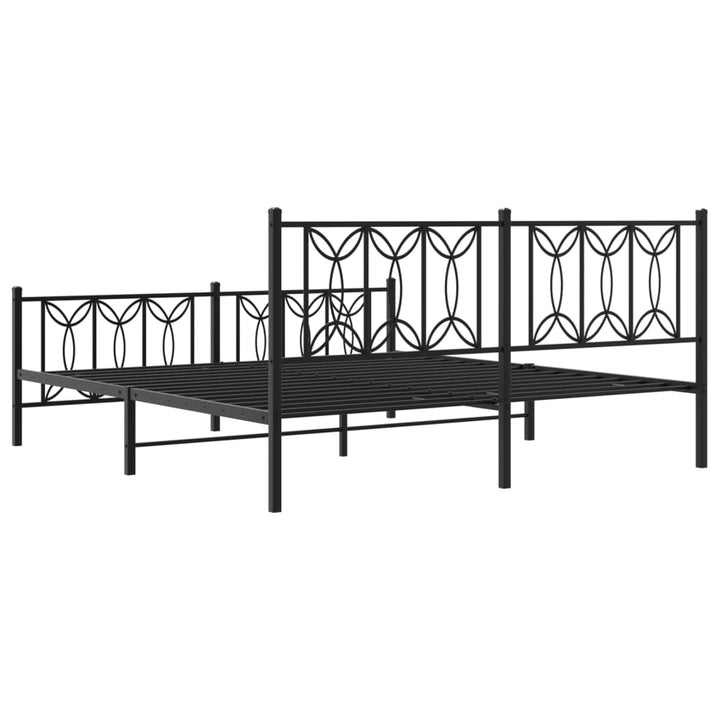 sengeramme med sengegavl og fodgærde 183x213 cm metal sort