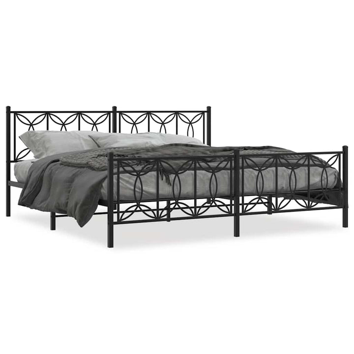 sengeramme med sengegavl og fodgærde 193x203 cm metal sort