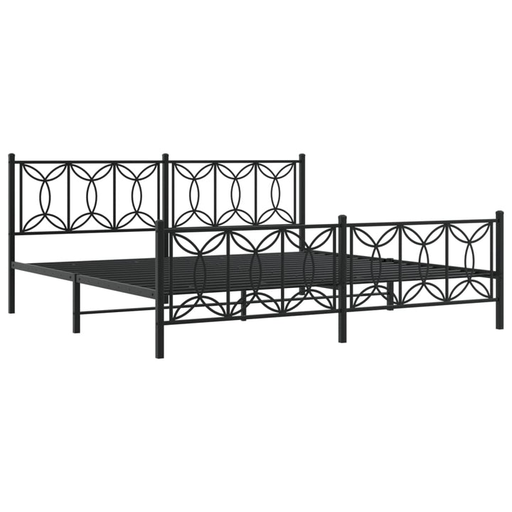 sengeramme med sengegavl og fodgærde 193x203 cm metal sort