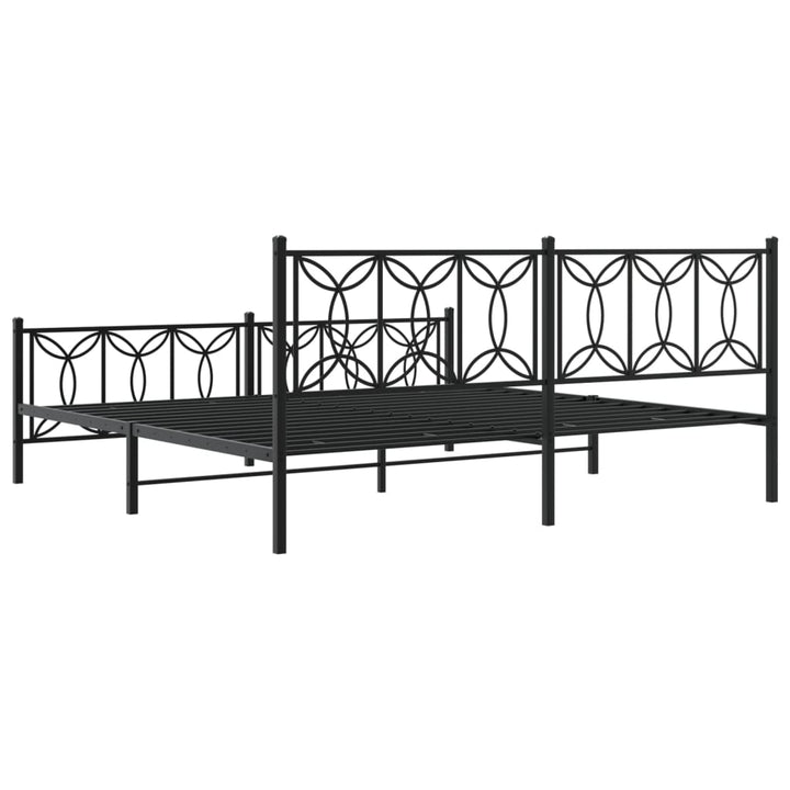 sengeramme med sengegavl og fodgærde 193x203 cm metal sort