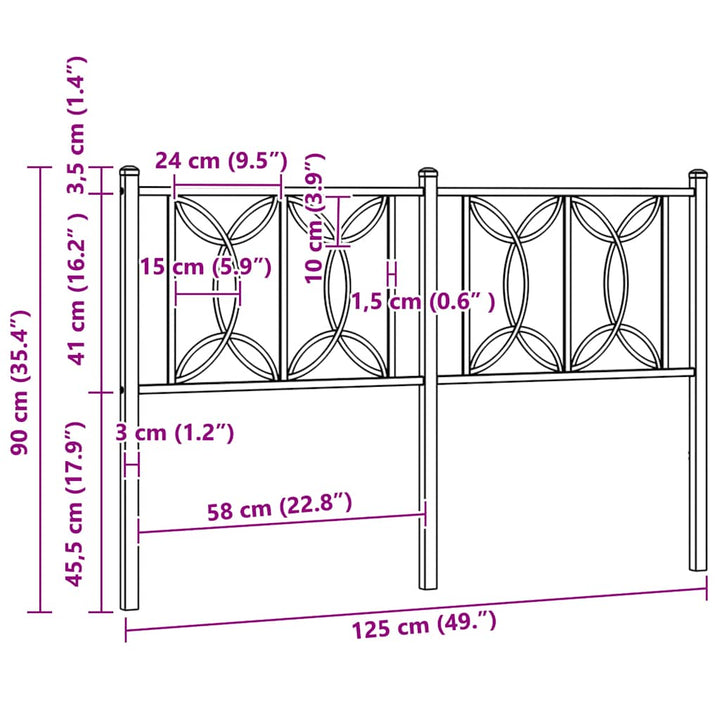 udskiftningsgavl 107 cm metal sort