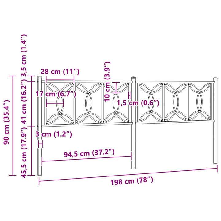 udskiftningsgavl 193 cm metal sort