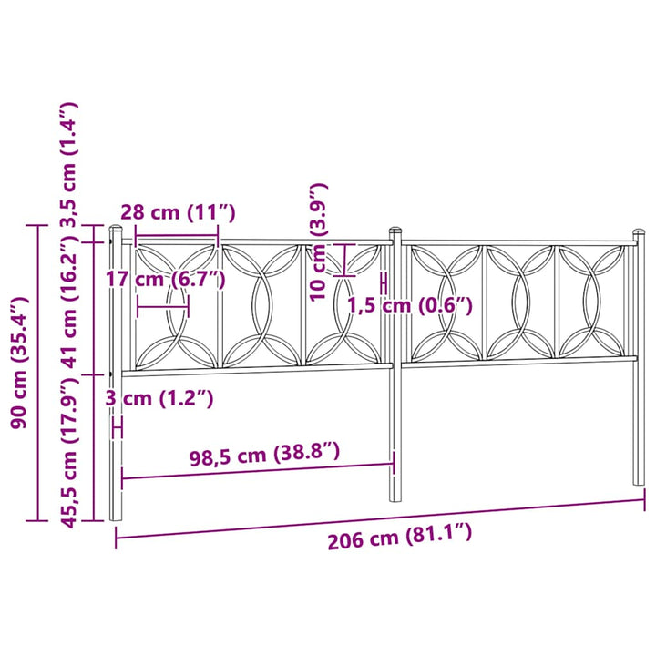 udskiftningsgavl 200 cm metal sort