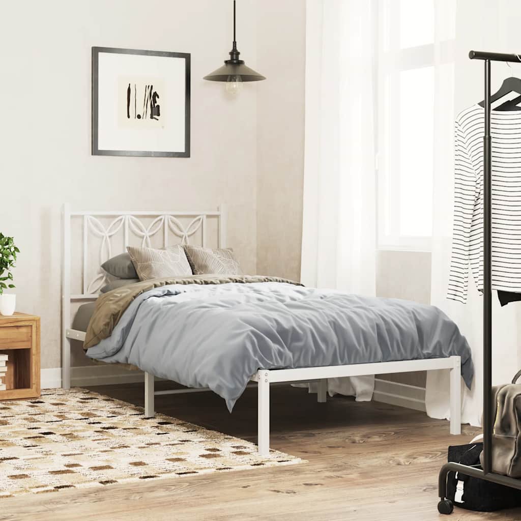 sengeramme med sengegavl 90x190 cm metal hvid