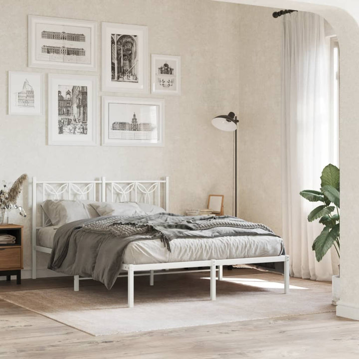 sengeramme med sengegavl 135x190 cm metal hvid
