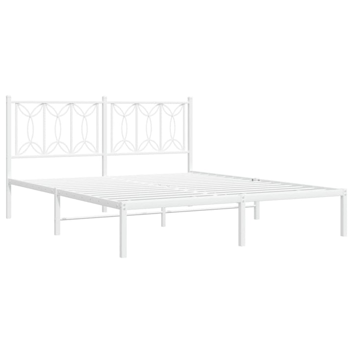 sengeramme med sengegavl 150x200 cm metal hvid