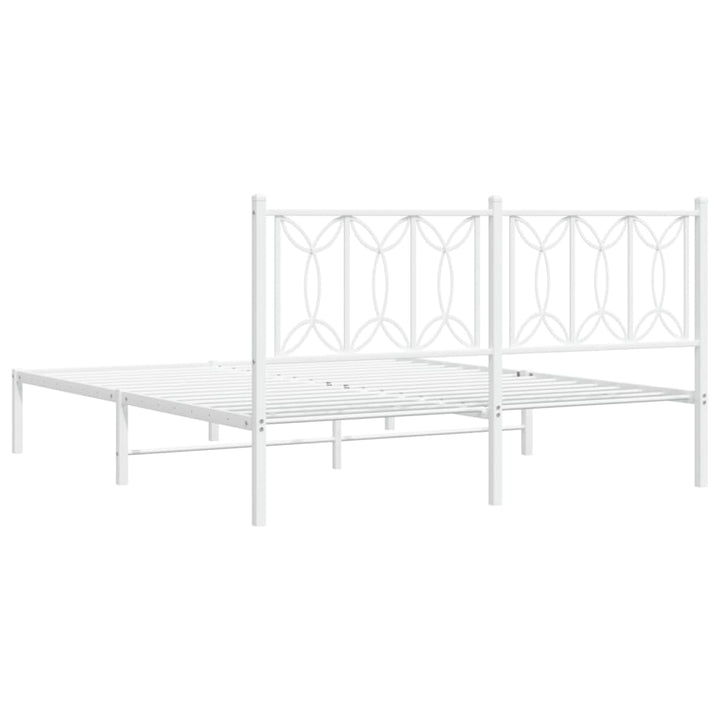 sengeramme med sengegavl 150x200 cm metal hvid