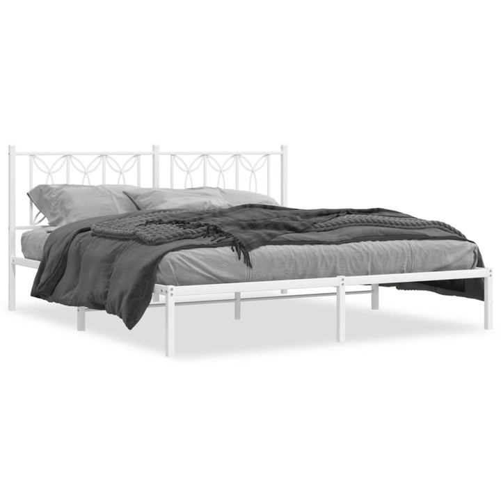 sengeramme med sengegavl 183x213 cm metal hvid
