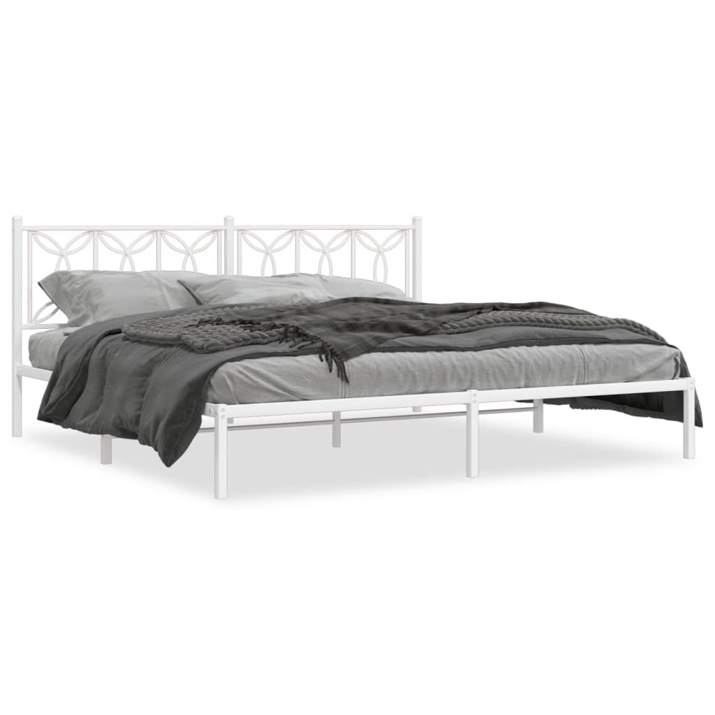 sengeramme med sengegavl 193x203 cm metal hvid
